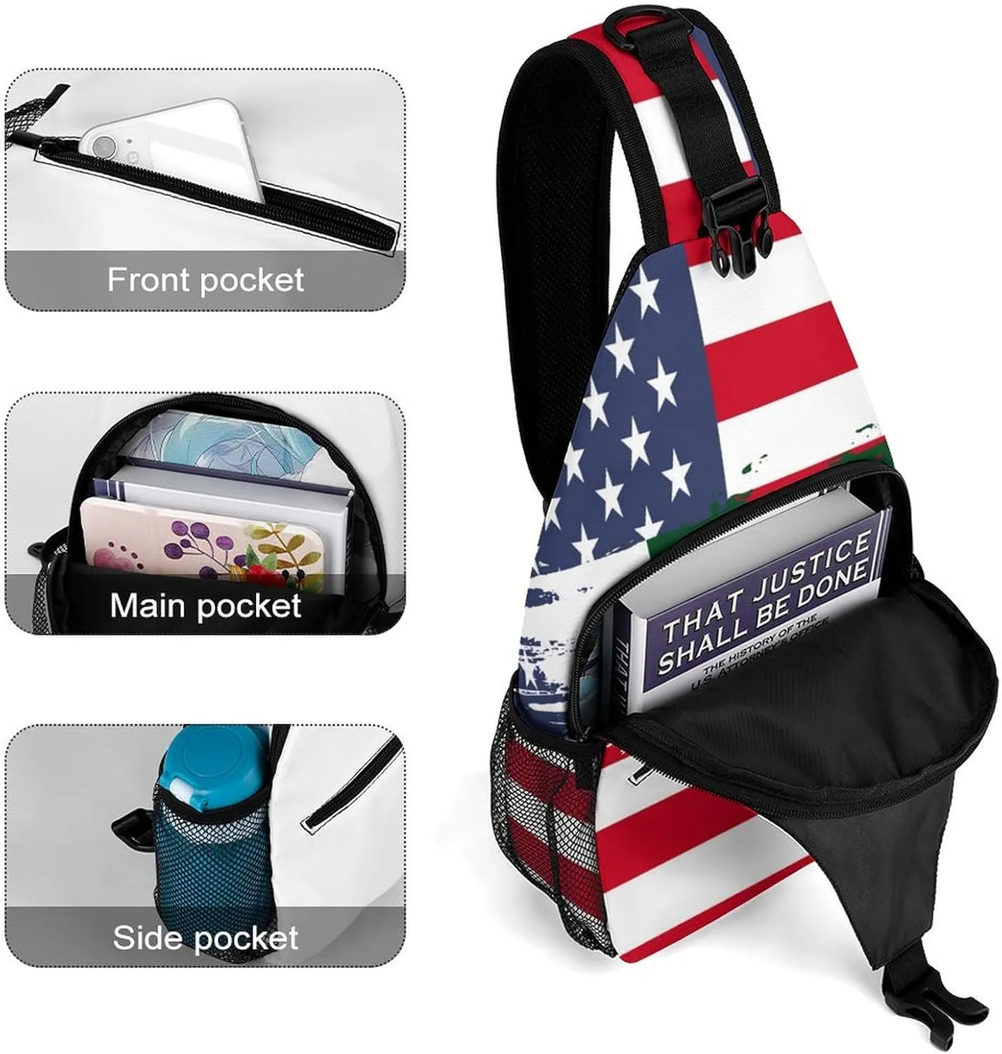 Panama Flag Hand Drawn Sling Bag Crossbody Chest Bag Shoulder Bag For Travel Hiking Cycling Camping