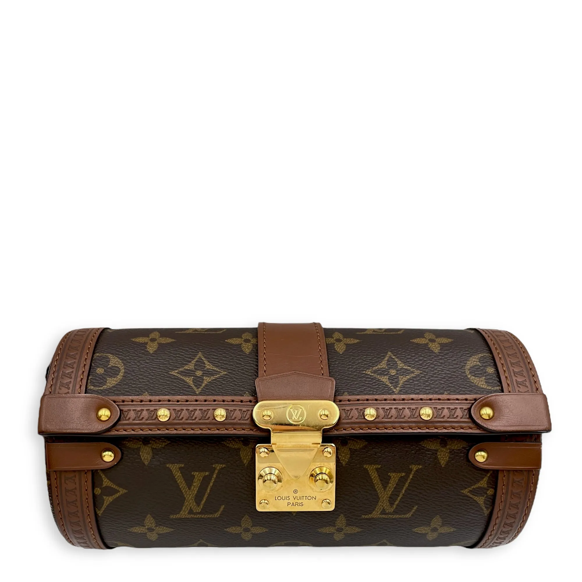 Papillon Trunk Brown Monogram Crossbody Bag in Coated Canvas, Gold hardware