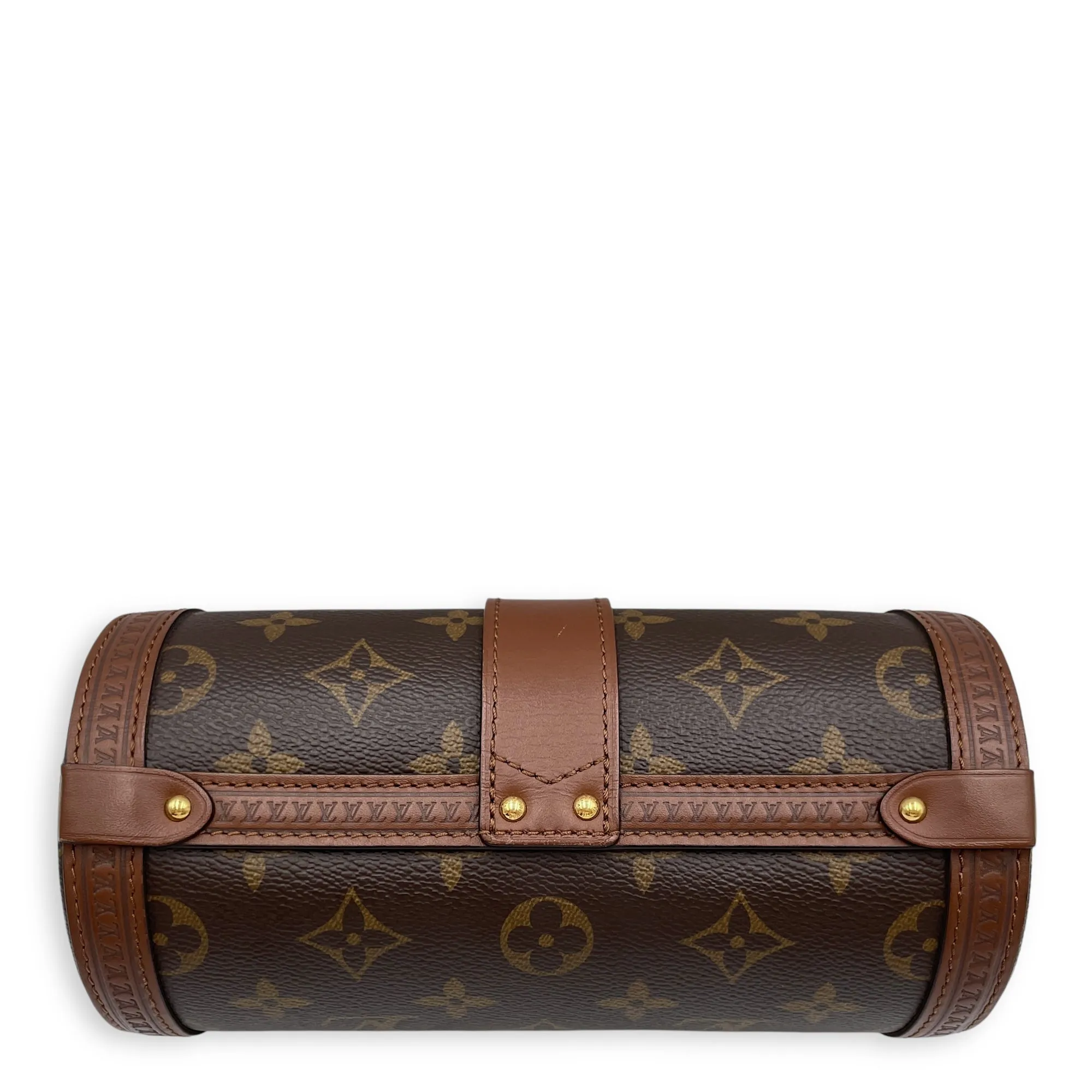 Papillon Trunk Brown Monogram Crossbody Bag in Coated Canvas, Gold hardware