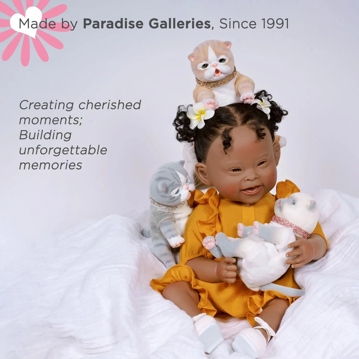 Paradise Galleries Fur-Ever Babies Ping Lau Sculptor Designer Doll Collection 9 Inch Stuffed Animal with Teal Yarn Ball Special Birthday Gift Ages 3 and up - Tabby Kitten