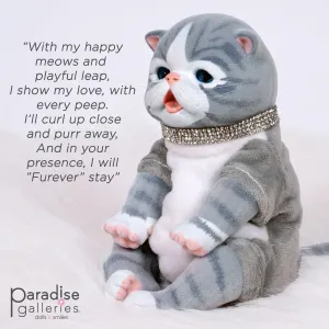 Paradise Galleries Fur-Ever Babies Ping Lau Sculptor Designer Doll Collection 9 Inch Stuffed Animal with Teal Yarn Ball Special Birthday Gift Ages 3 and up - Tabby Kitten