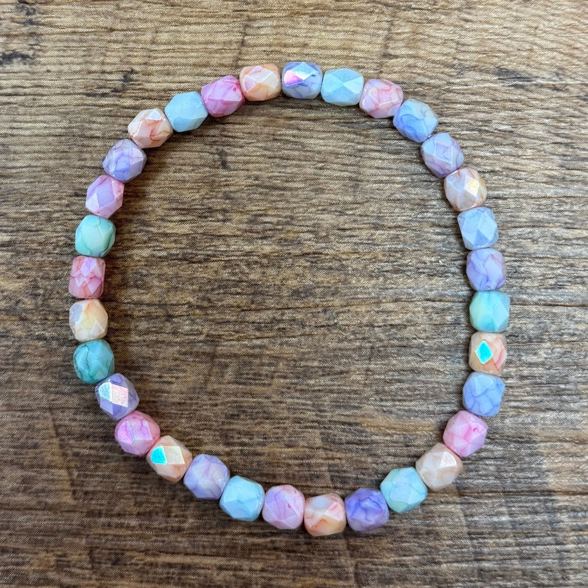 Pastel Candy Mix Faceted 6mm Bracelet