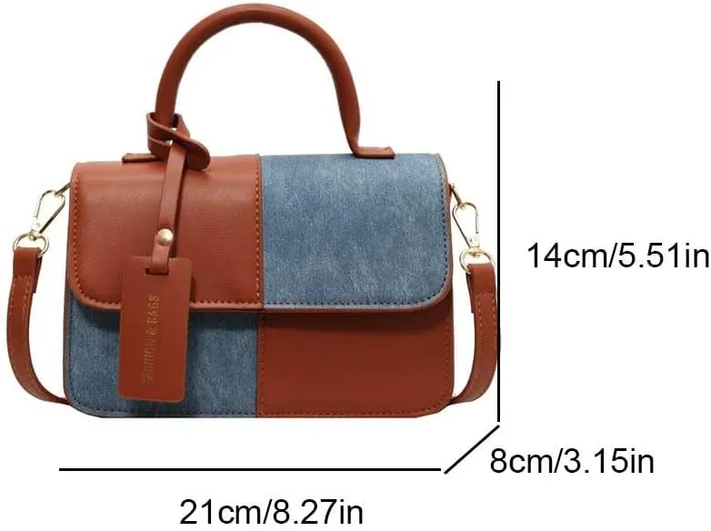 Patchwork Cross Body Purses for Women Trendy Crossbody Bags Faux Leather Shoulder Handbag with Adjustable Strap