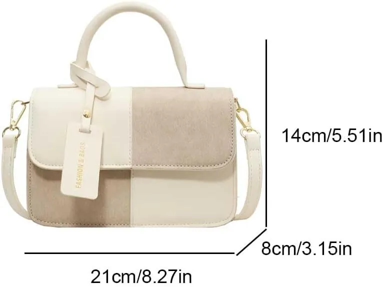 Patchwork Cross Body Purses for Women Trendy Crossbody Bags Faux Leather Shoulder Handbag with Adjustable Strap