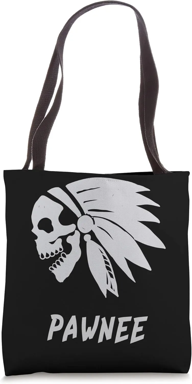 Pawnee Native American Indian Born Freedom Evil Skull Tote Bag
