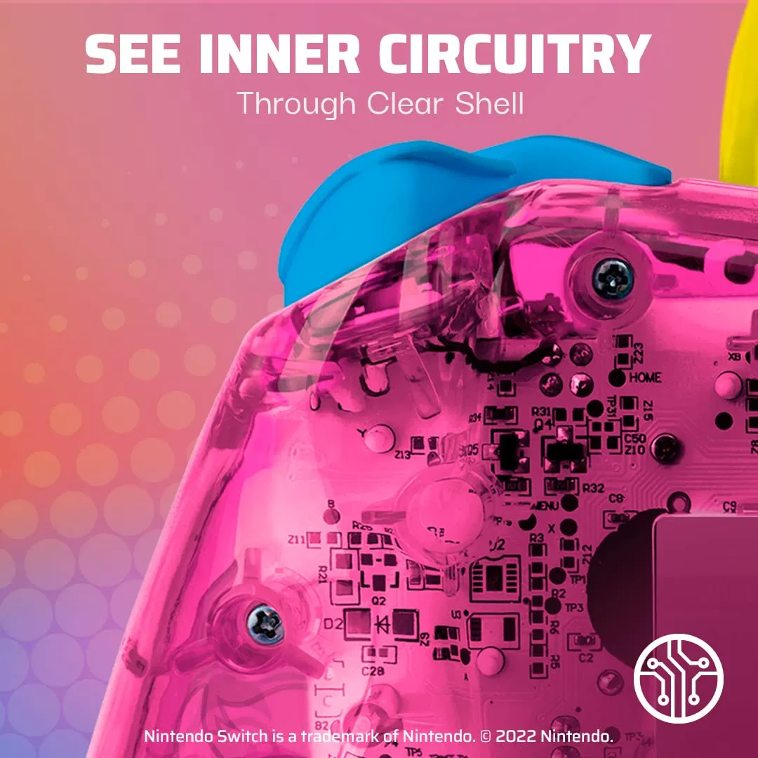 PDP Gaming Rock Candy Wired Power Nintendo Switch Pro Controller, Officially Licensed Lite/OLED Compatible Gamepad, Super Mario Brothers - Bubblegum Princess Peach (Pink)