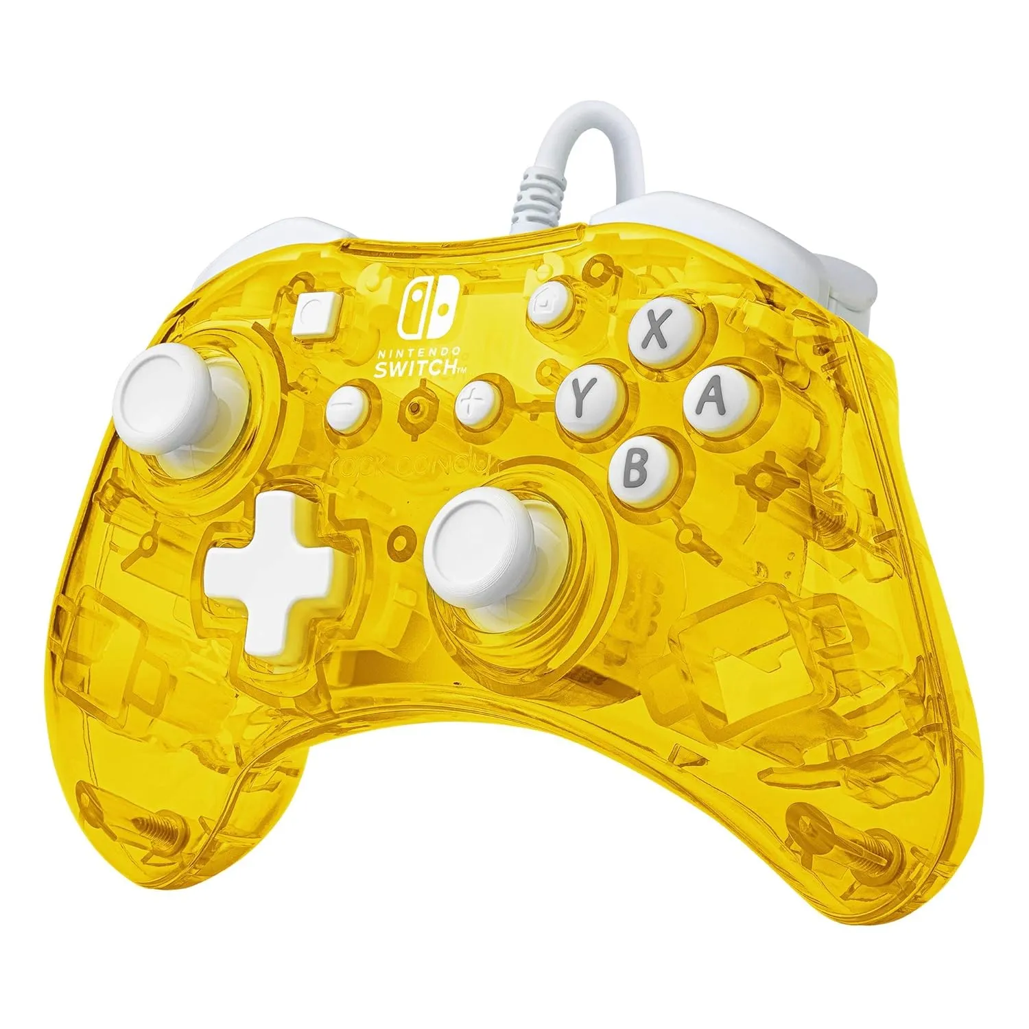 PDP Rock Candy Wired Gaming Switch Pro Controller - Pineapple Pop Yellow / Clear - Licensed by Nintendo - OLED Compatible - Compact, Durable Transparent Travel Controller - Holiday & Birthday Gifts