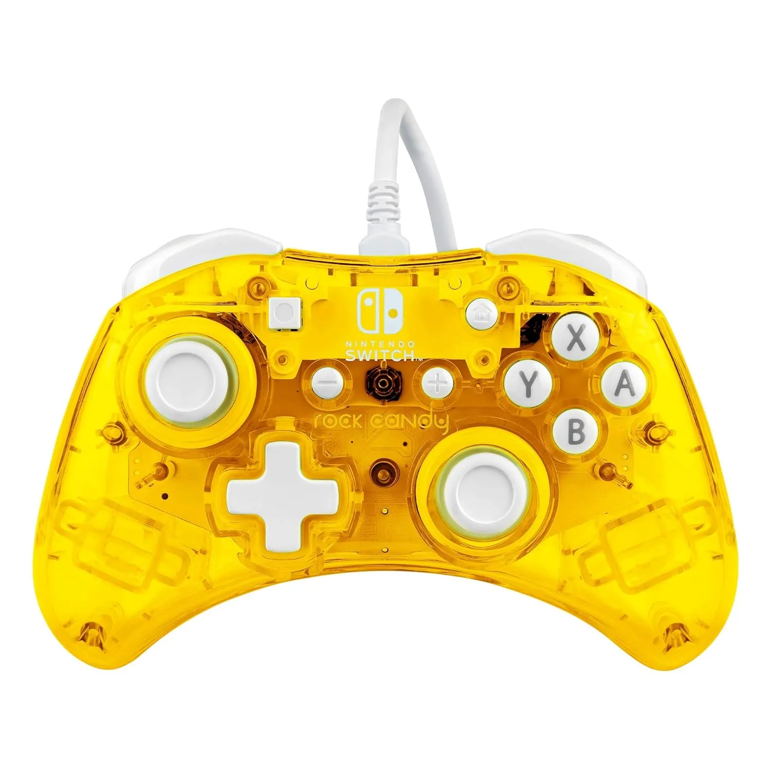 PDP Rock Candy Wired Gaming Switch Pro Controller - Pineapple Pop Yellow / Clear - Licensed by Nintendo - OLED Compatible - Compact, Durable Transparent Travel Controller - Holiday & Birthday Gifts