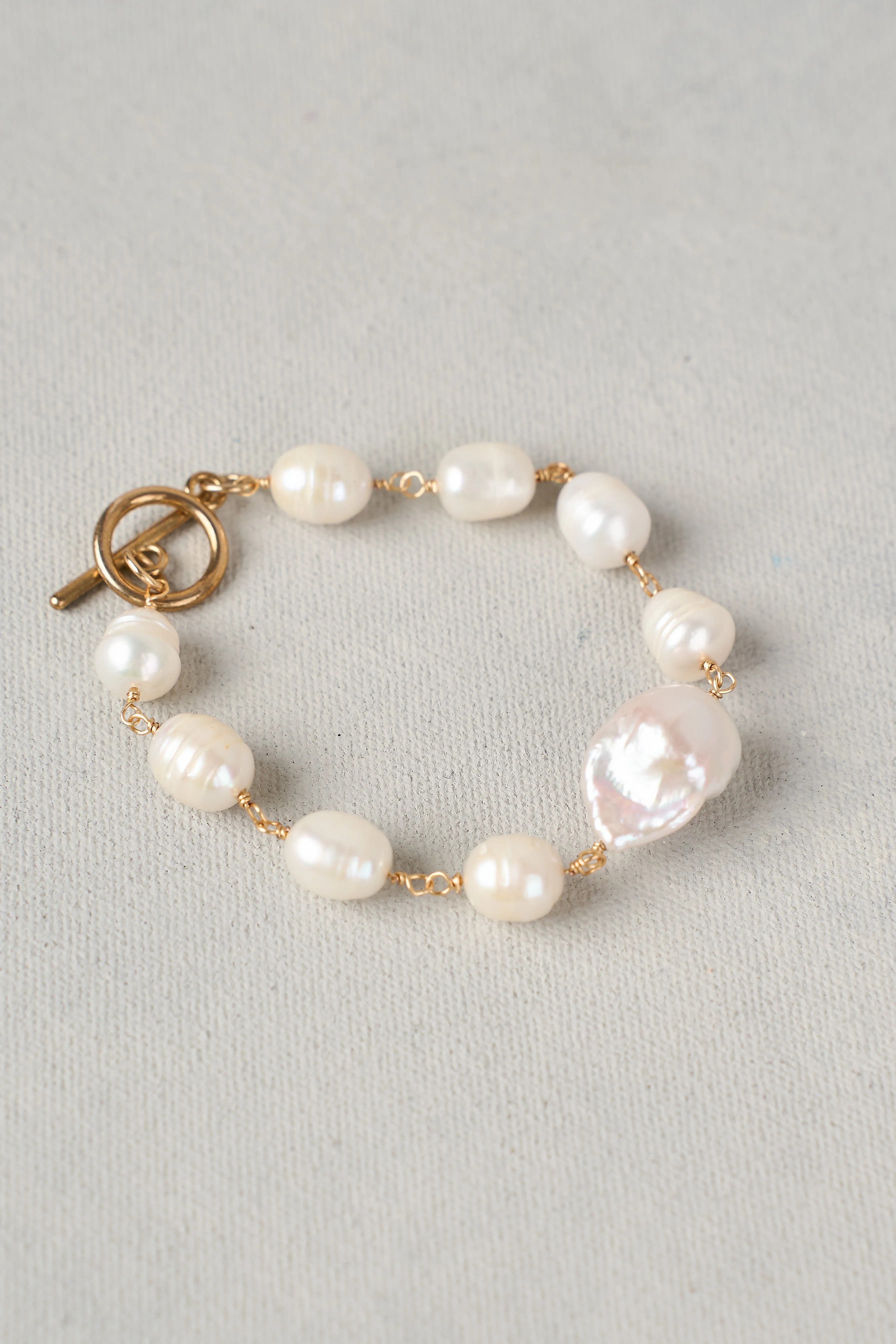 Pearl & Chain Bracelet - White