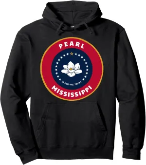 Pearl Mississippi MS Magnolia Flag Badge Vacation Pullover Hoodie