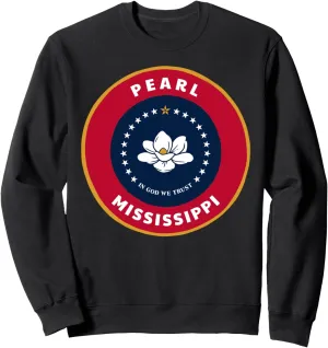 Pearl Mississippi MS Magnolia Flag Badge Vacation Sweatshirt