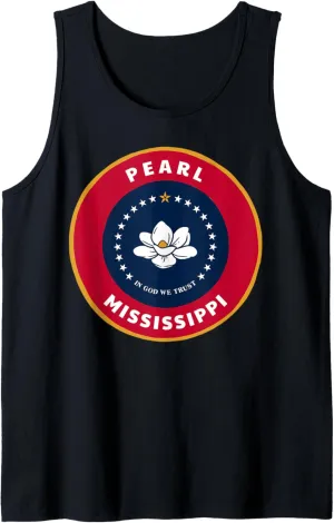 Pearl Mississippi MS Magnolia Flag Badge Vacation Tank Top