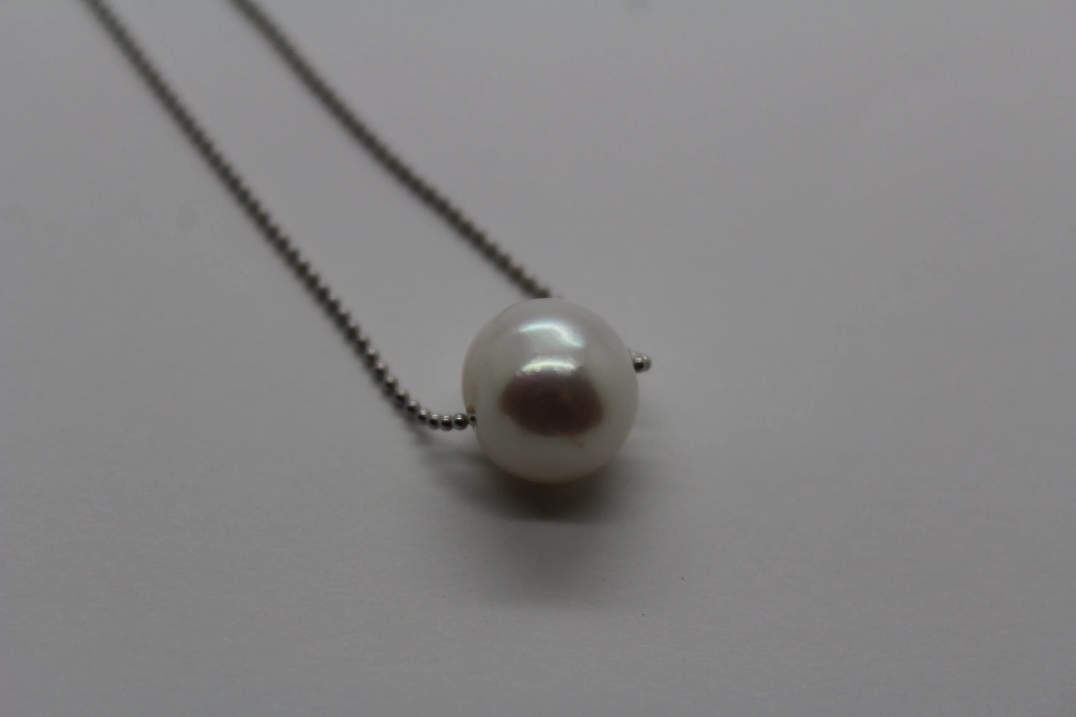 Pearl on Sterling Silver Adjustable sliding Chain WS1
