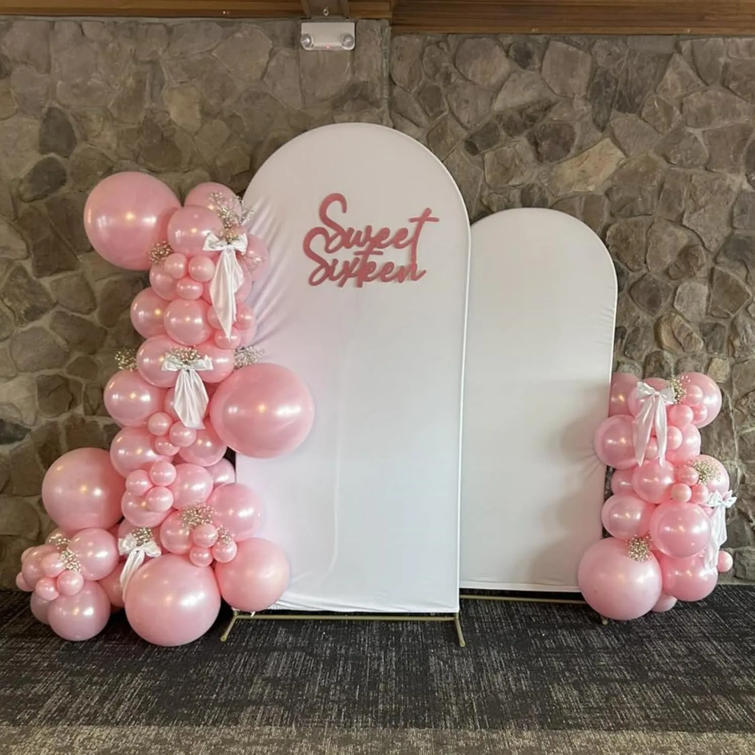 Pearl Pink Balloons Arch Double-Stuffed Baby Light Pink Balloons Garland Thick Balloons Different Sizes 18/12/10/5inch 61pcs Balloon for Wedding Valentines Day Birthday Decor