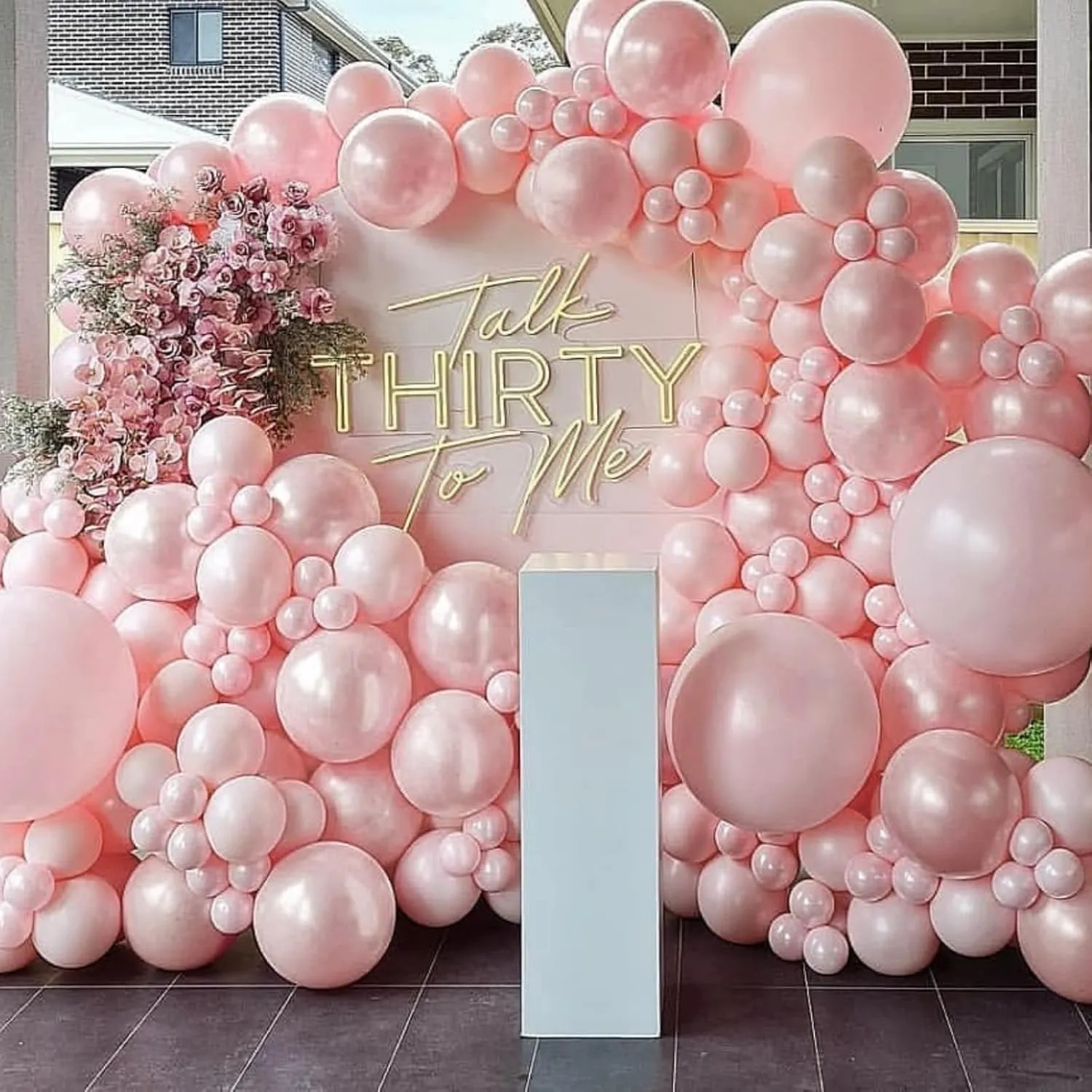 Pearl Pink Balloons Arch Double-Stuffed Baby Light Pink Balloons Garland Thick Balloons Different Sizes 18/12/10/5inch 61pcs Balloon for Wedding Valentines Day Birthday Decor