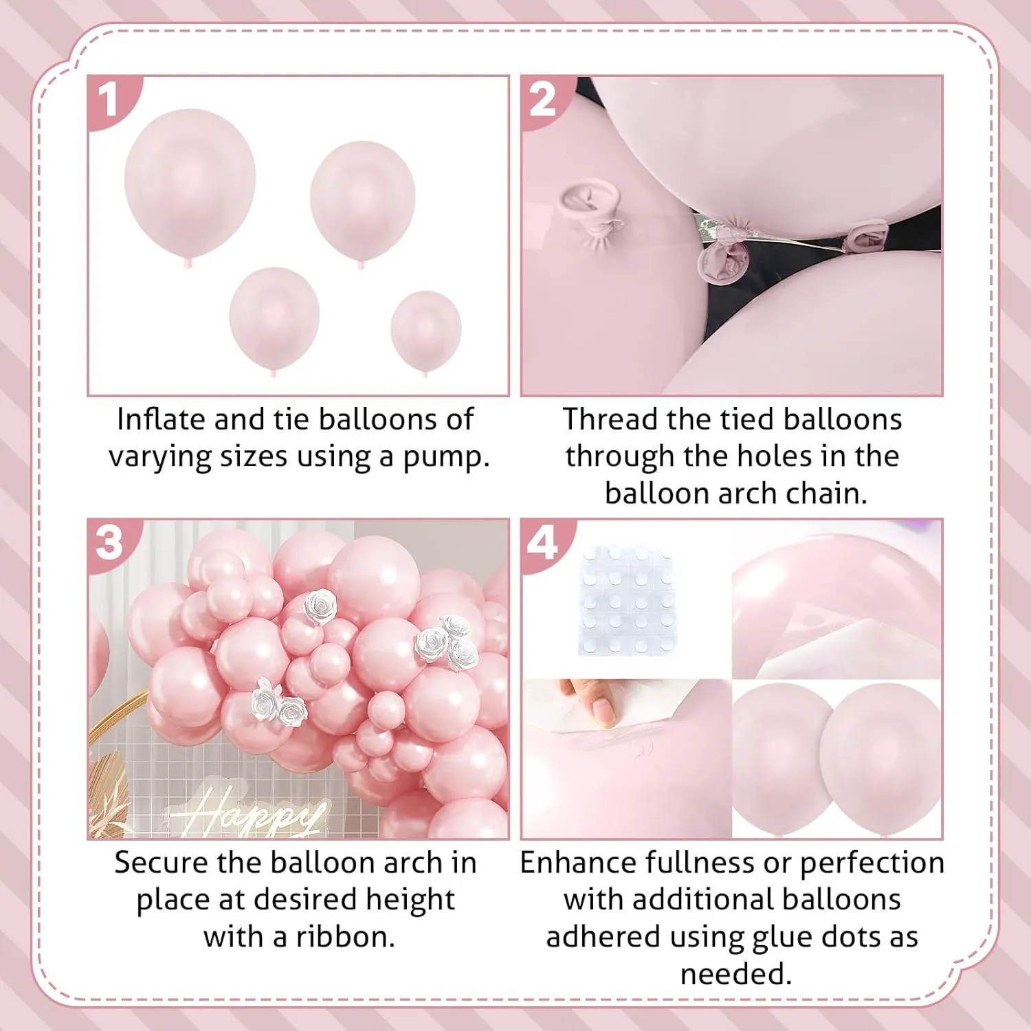 Pearl Pink Balloons Arch Double-Stuffed Baby Light Pink Balloons Garland Thick Balloons Different Sizes 18/12/10/5inch 61pcs Balloon for Wedding Valentines Day Birthday Decor