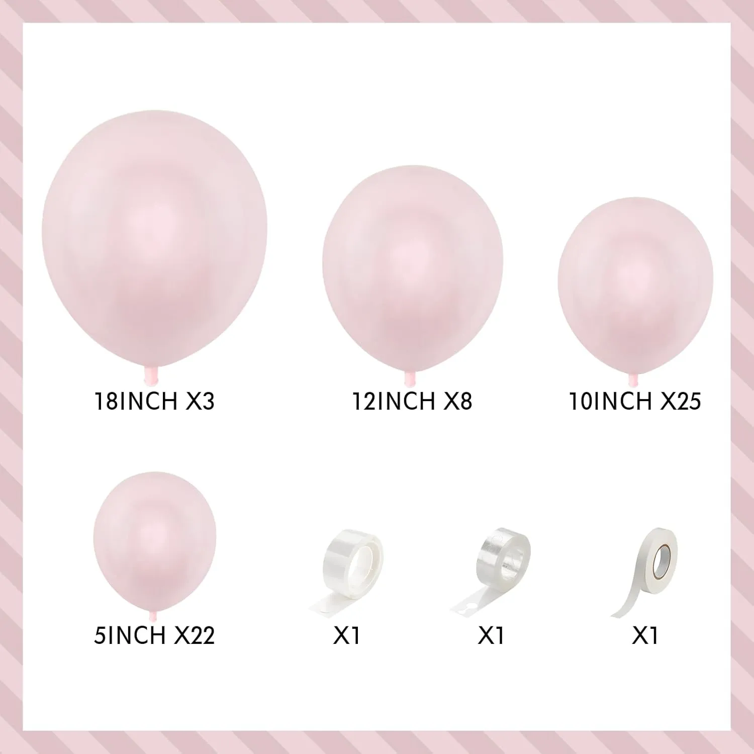Pearl Pink Balloons Arch Double-Stuffed Baby Light Pink Balloons Garland Thick Balloons Different Sizes 18/12/10/5inch 61pcs Balloon for Wedding Valentines Day Birthday Decor