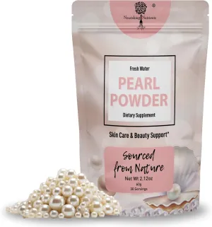 Pearl Powder Supplement for Skin Health - Anti-Aging, Antioxidant & Collagen Production - Healthy Eyes, Hair and Nails, Supports Immunity, Mood and Sleep - With Calcium and Amino Acids 60g 30 servings