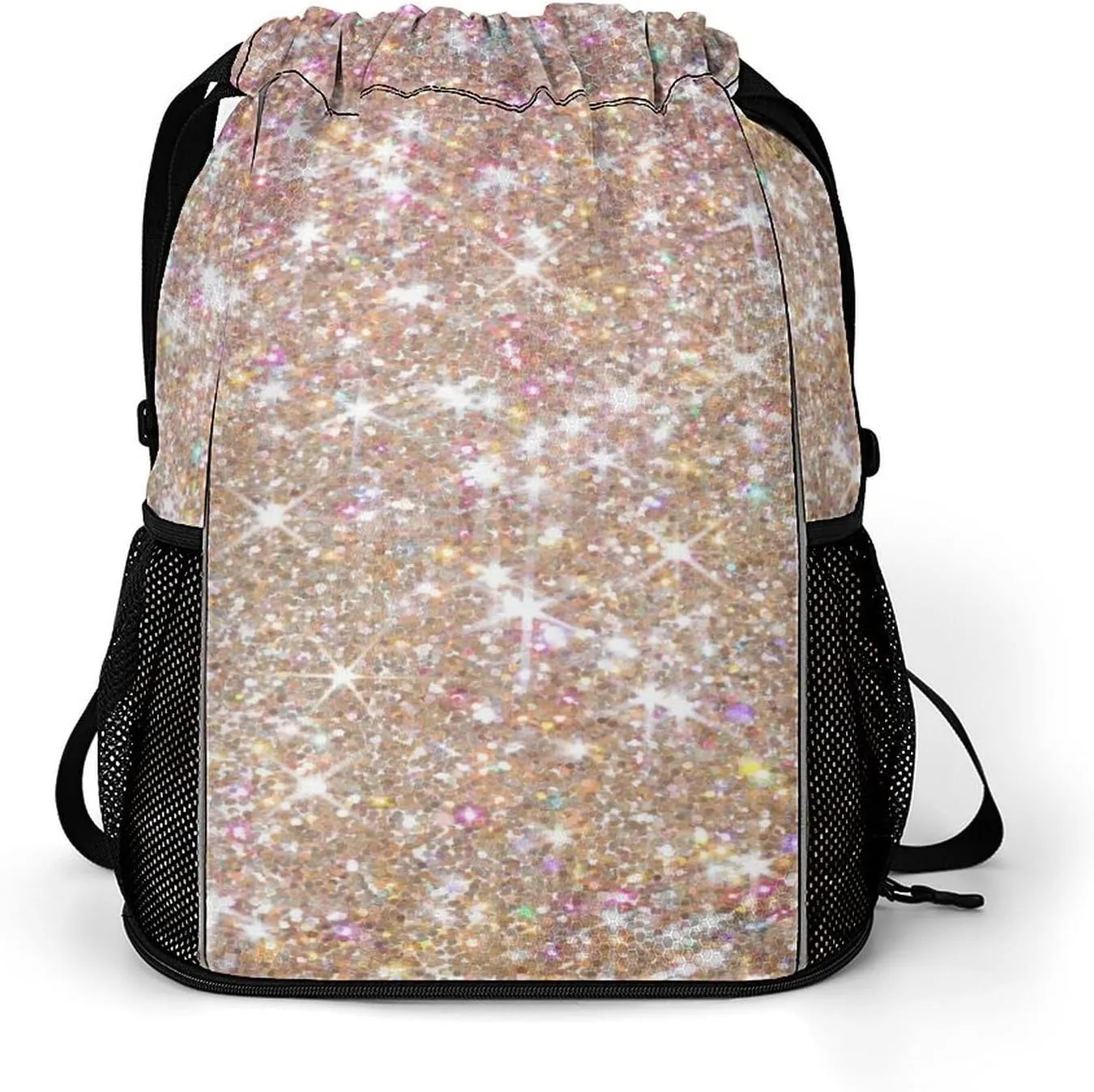Pearl Sequins Shiny Drawstring Backpack Glitter Wear-resistant Sports Belt Pocket Gym Bags for Women Men