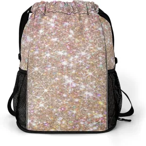 Pearl Sequins Shiny Drawstring Backpack Glitter Wear-resistant Sports Belt Pocket Gym Bags for Women Men