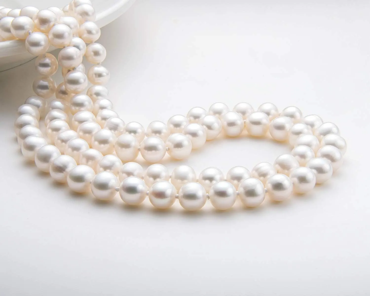 Pearl Strand Necklace for Women Men, Freshwater Cultured White Pearl Bead Choker/Long Necklaces Jewelry Gift for Mom Wife Bride, Size: 6-7mm/7-8mm/8-9mm/9-10mm/10-11mm