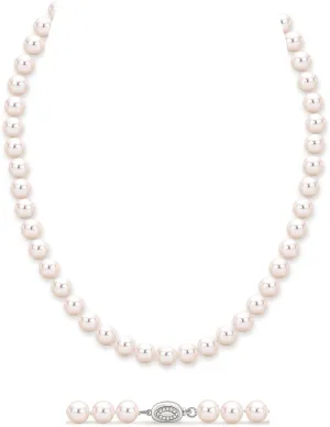 Pearl Strand Necklace for Women Men, Freshwater Cultured White Pearl Bead Choker/Long Necklaces Jewelry Gift for Mom Wife Bride, Size: 6-7mm/7-8mm/8-9mm/9-10mm/10-11mm