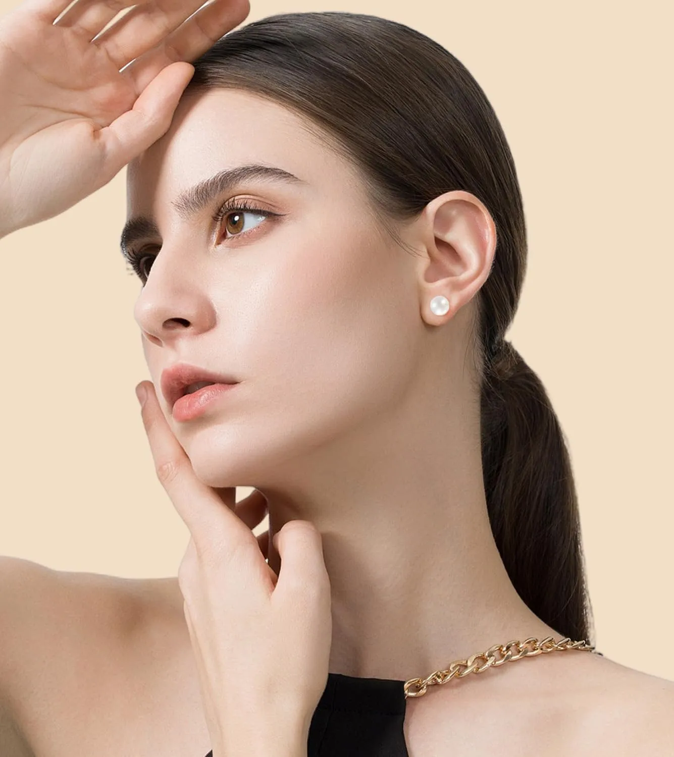 Pearl Stud Earrings for Women, Handpicked Freshwater Pearl Hypoallergenic Gold Vermail Sterling Silver Earring Studs