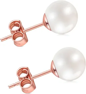 Pearl Stud Earrings for Women, Handpicked Freshwater Pearl Hypoallergenic Gold Vermail Sterling Silver Earring Studs