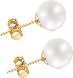 Pearl Stud Earrings for Women, Handpicked Freshwater Pearl Hypoallergenic Gold Vermail Sterling Silver Earring Studs
