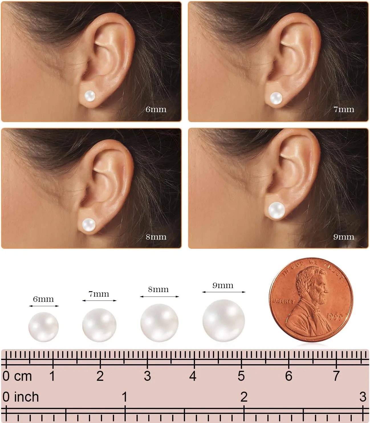 Pearl Stud Earrings for Women, Handpicked Freshwater Pearl Hypoallergenic Gold Vermail Sterling Silver Earring Studs