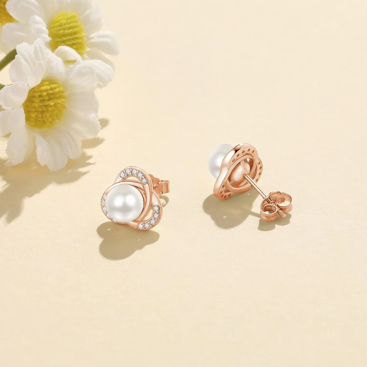 Pearl Stud Earrings for Women Sterling Silver Freshwater Cultured Pearl Studs Pearl Stud Earrings Jewelry Gifts for Women Mom Wife