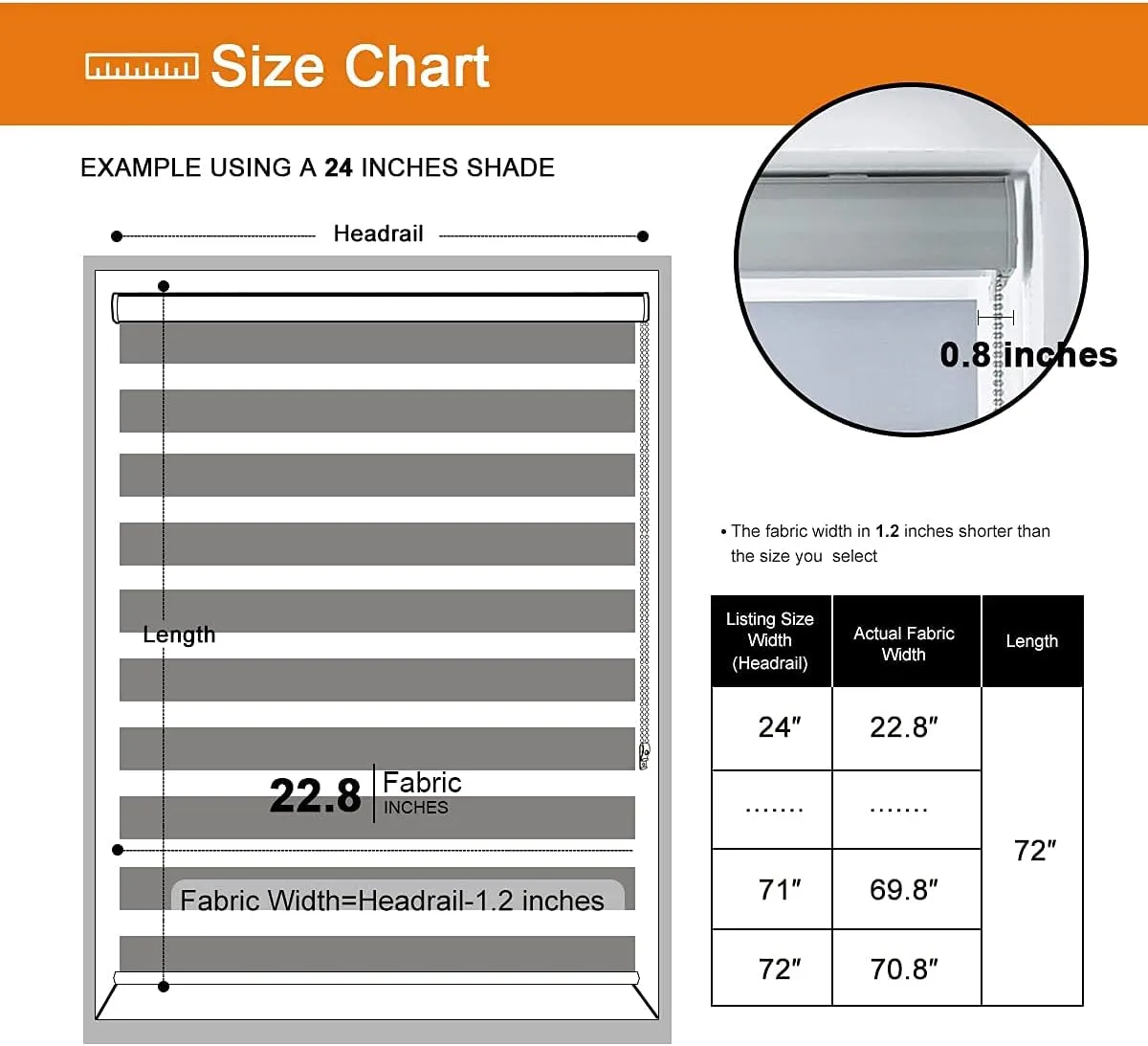 Persilux Custom Size Zebra Roller Blinds Blackout Roller Window Shades (35" W X 72" H, Light Grey) Dual Layer Sheer Shades Privacy Light Control for Day and Night for Windows, Home and Office