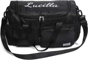 Personalized Duffel Bag | Custom Name Gym Bag with Shoes Pockets, Oxford Cloth Sports Bag Weekender Overnight Traveling Bag for Women Men(Black)