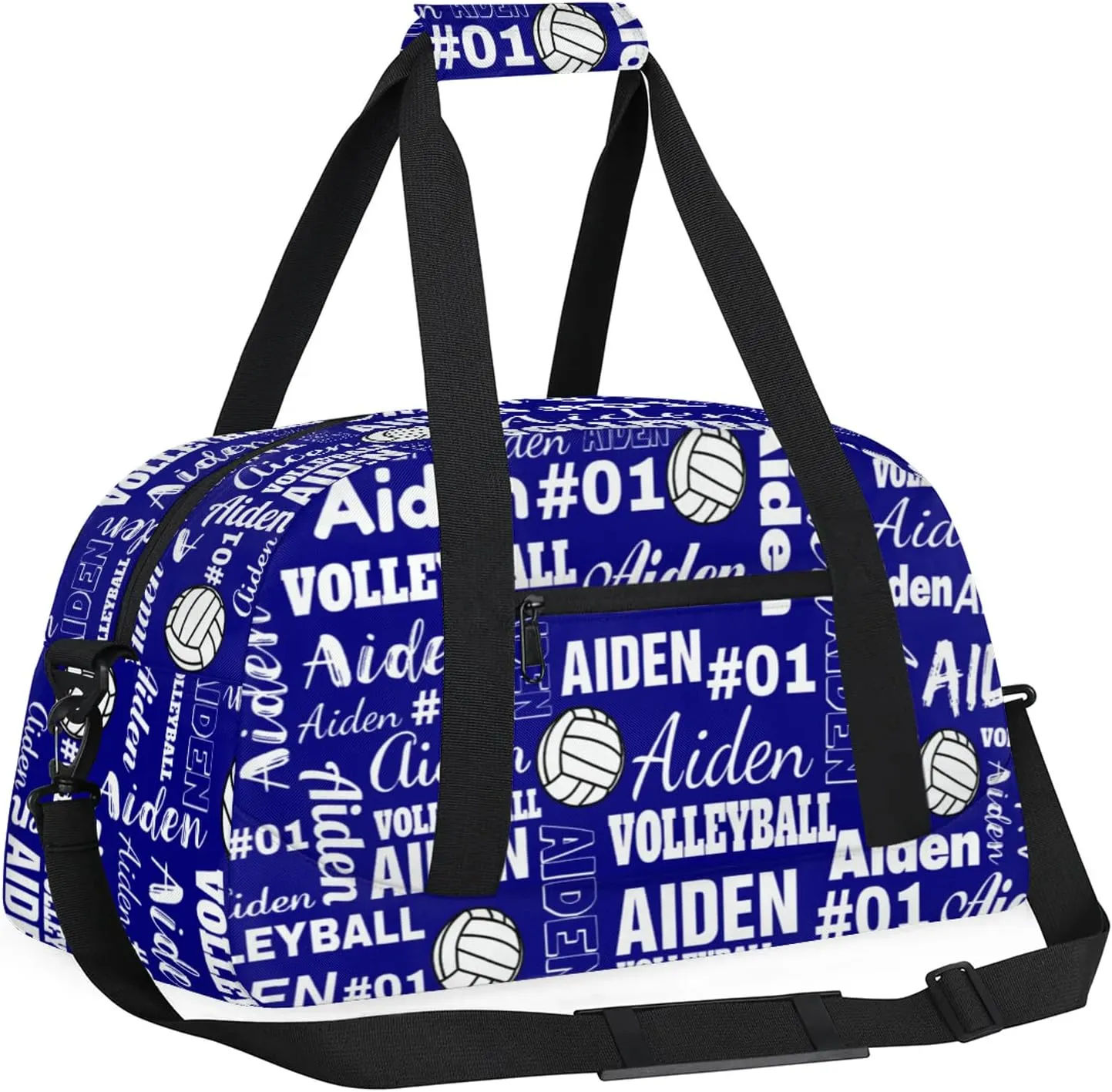 Personalized Name Volleyball Duffle Bags Custom Number Sport Ball Sports Gym Bag Weekender Overnight Training Bag, Bright Blue