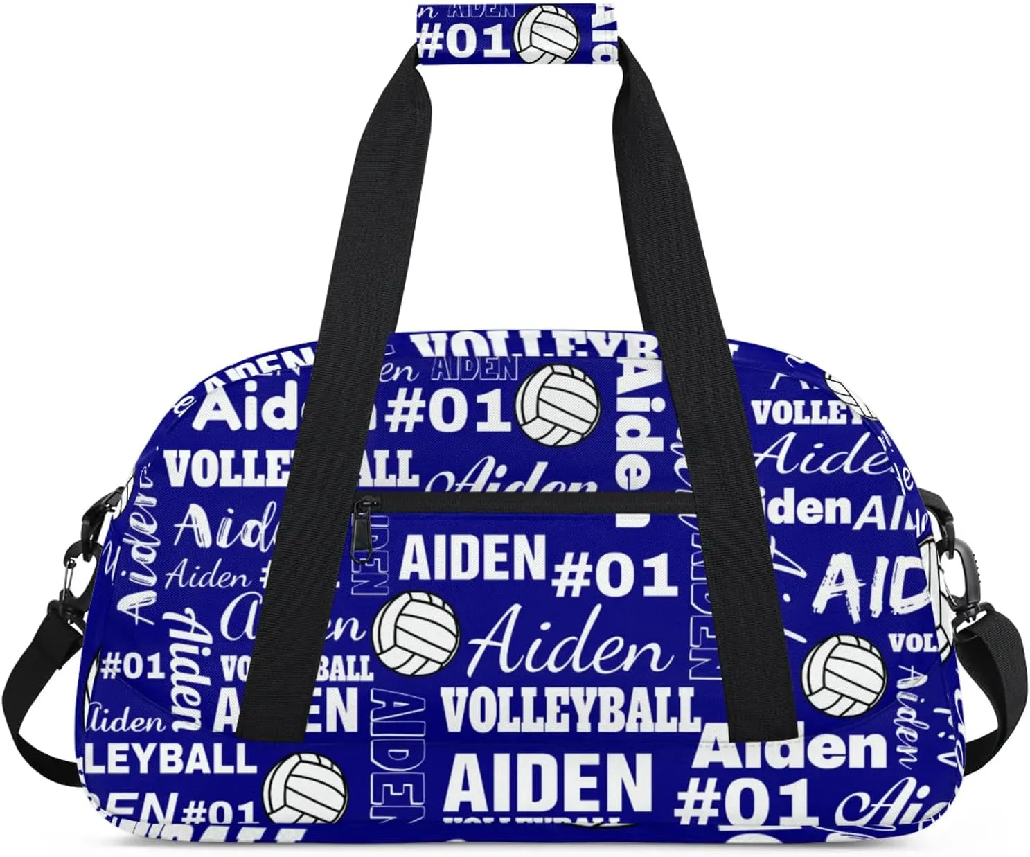 Personalized Name Volleyball Duffle Bags Custom Number Sport Ball Sports Gym Bag Weekender Overnight Training Bag, Bright Blue