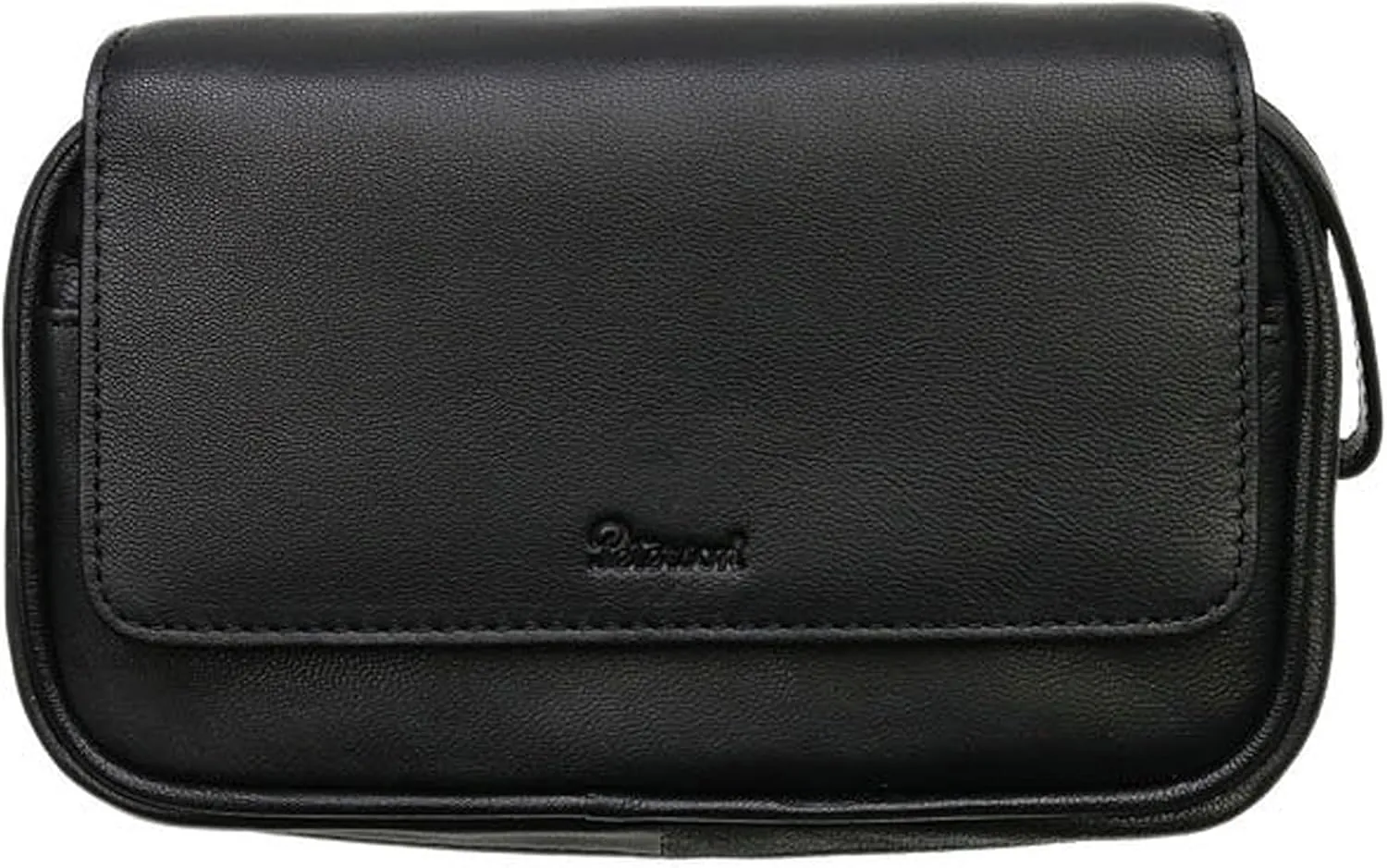 Peterson Classic 2 Pipe Large Travel Case - Black Genuine Leather Protective Bag For Storage & Travel of Wood Briar Pipes   Room For Accessories, Surgical Rubber Lined Tobacco Pouch   Carry Strap