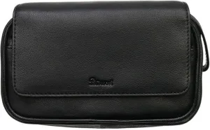 Peterson Classic 2 Pipe Large Travel Case - Black Genuine Leather Protective Bag For Storage & Travel of Wood Briar Pipes   Room For Accessories, Surgical Rubber Lined Tobacco Pouch   Carry Strap