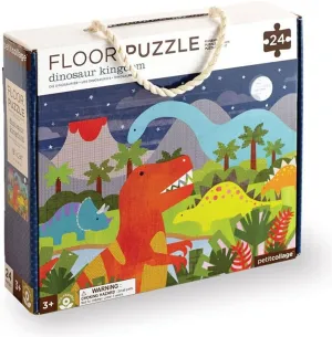 Petit Collage Floor Puzzle Dinosaur Kingdom 24 Pieces | Large Puzzle for Kids | Completed Dinosaur Puzzle Measures 18” x 24” | Makes a Great Gift Idea for Ages 3 