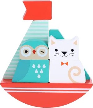 Petit Collage Owl & The Pussy-Cat Wooden Stacking Toy