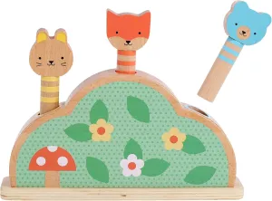Petit Collage: Petit Friends Wooden Pop-Up Toy - FSC Wooden Toy with 3 Cute Woodland Characters - Perfect for Ages 1 