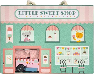 Petit Collage Wind Up Toy Playset, Little Sweet Shop – Wooden Toddler Toy Set with Wind-Up Ice Cream Truck, Track Pieces, and Pop-Out Play Pieces – Activity Toy for Ages 3  – Makes a Great Gift Idea