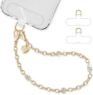 Phone Charm Strap With Metal phone chain Detachable iPhone Wrist Strap Hands-free Phone Wristlet Cell phone chain strap with Clear Phone Tether Tab