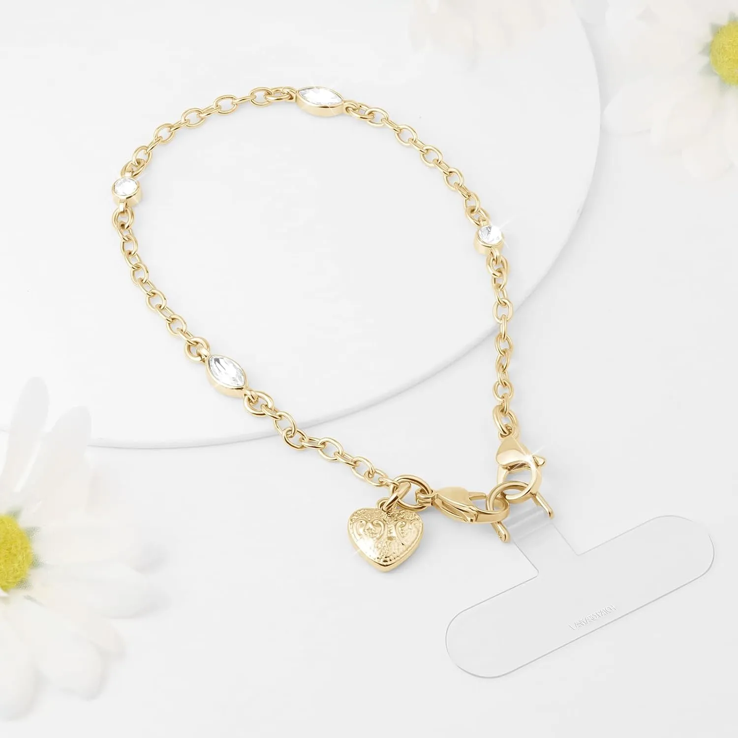 Phone Charm Strap With Metal phone chain Detachable iPhone Wrist Strap Hands-free Phone Wristlet Cell phone chain strap with Clear Phone Tether Tab