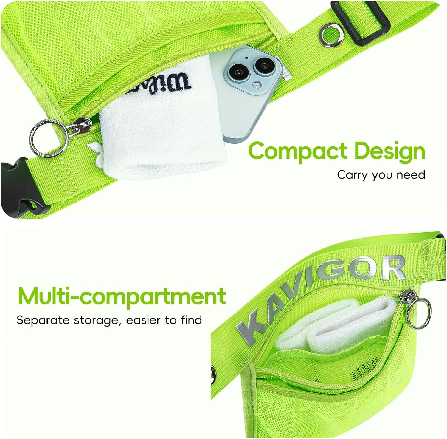 Pickleball & Tennis Ball Holder Waist Pouch Holds 3-4 Balls, Multi-Functional Sports Belt Bag with Zipper Pocket and Carabiner
