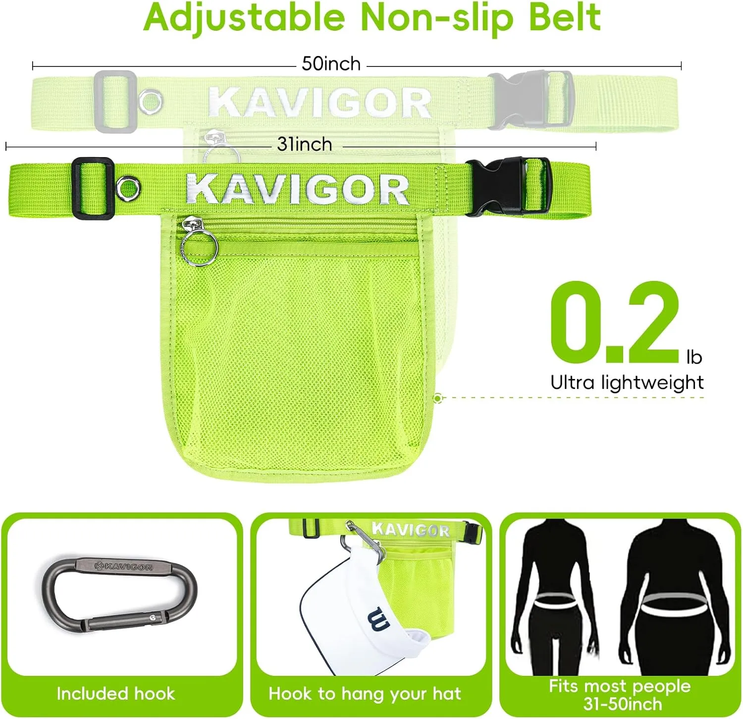 Pickleball & Tennis Ball Holder Waist Pouch Holds 3-4 Balls, Multi-Functional Sports Belt Bag with Zipper Pocket and Carabiner