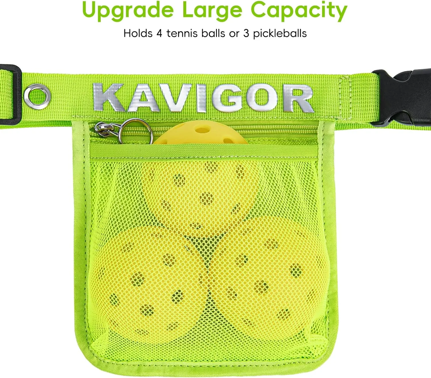 Pickleball & Tennis Ball Holder Waist Pouch Holds 3-4 Balls, Multi-Functional Sports Belt Bag with Zipper Pocket and Carabiner
