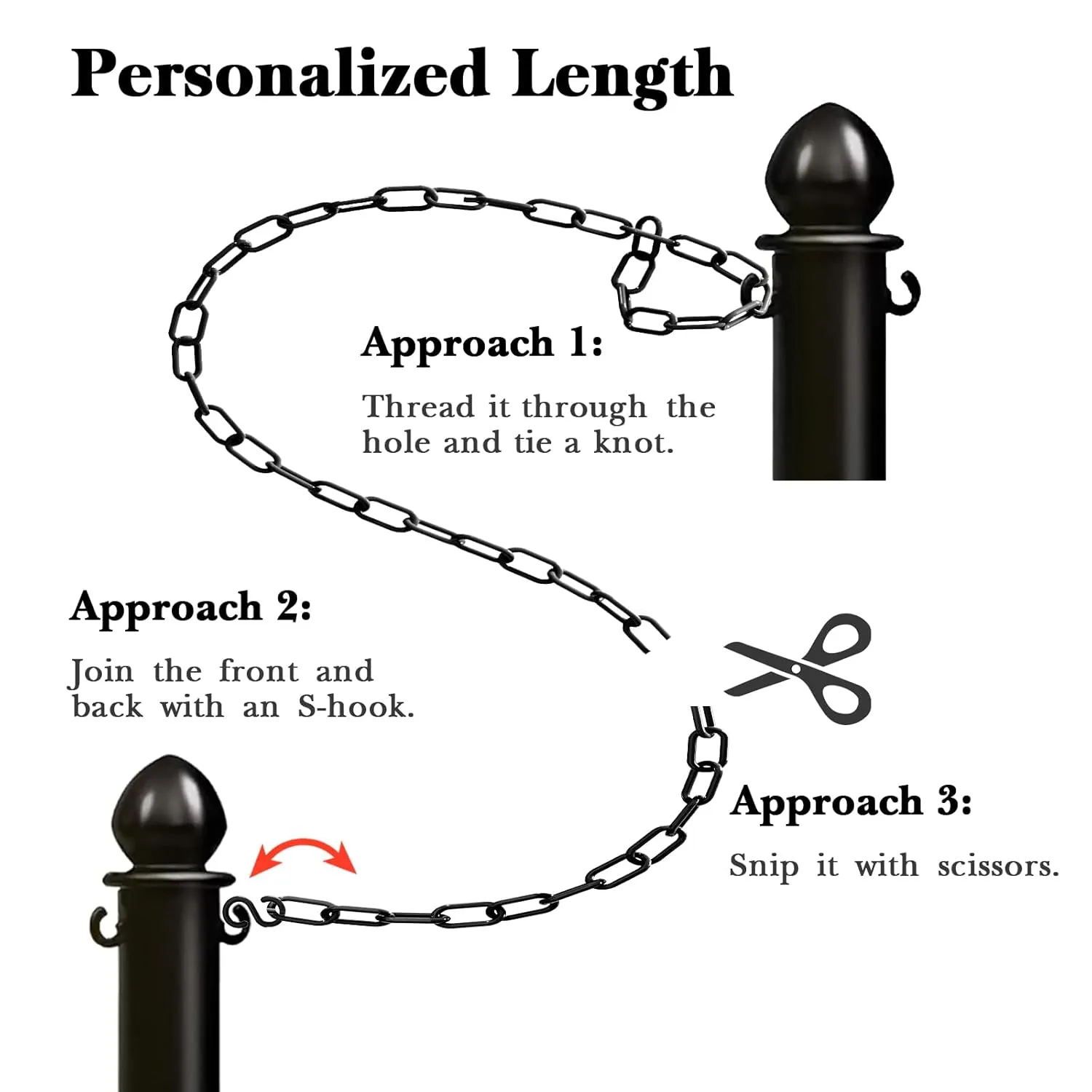 Plastic Chain, 200Ft Black Plastic Chains Links, Large Plastic Safety Chain Barrier