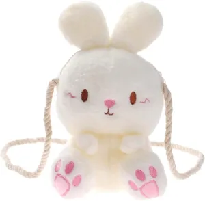 Plush Bunny Crossbody Messenger Shoulder Bag for Girls Women Cartoon Fluffy Mini Liner Rabbit Chain Wallets Bag