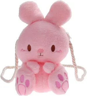 Plush Bunny Crossbody Messenger Shoulder Bag for Girls Women Cartoon Fluffy Mini Liner Rabbit Chain Wallets Bag