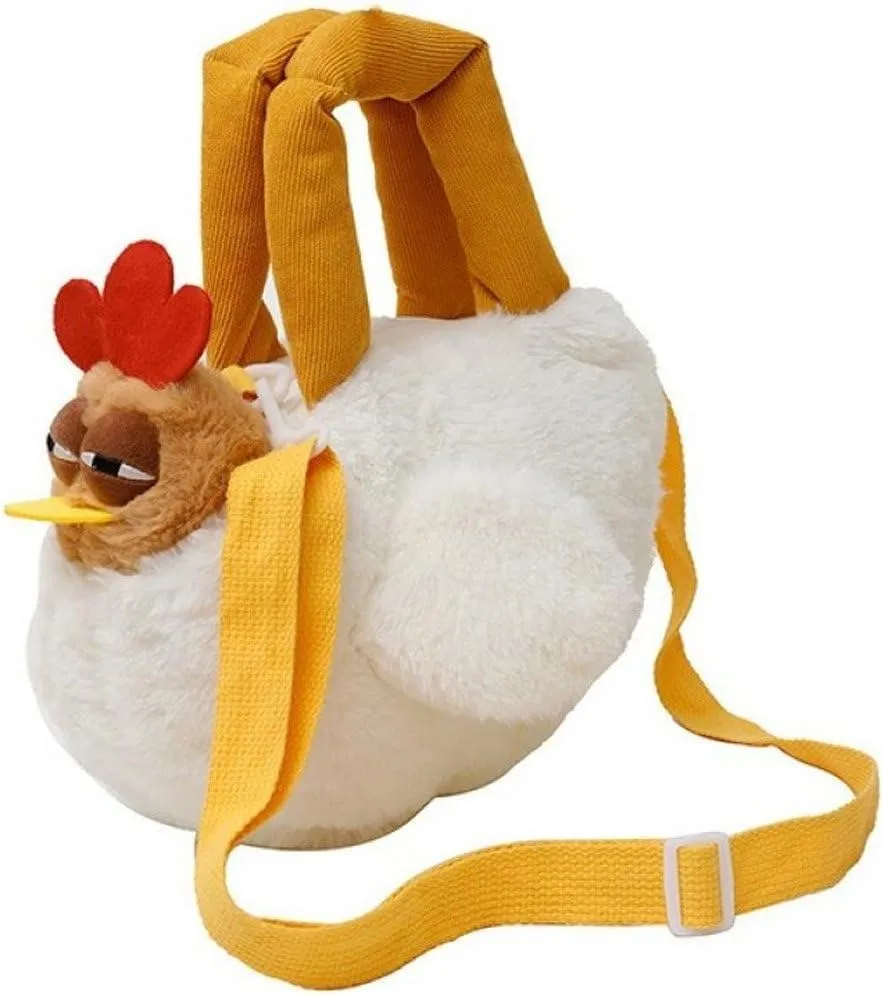 Plush Chicken Handbag Cartoon Gugu Chicken Sling Bag Women Stuffing Animal Shoulder Bag for Commuting Outside